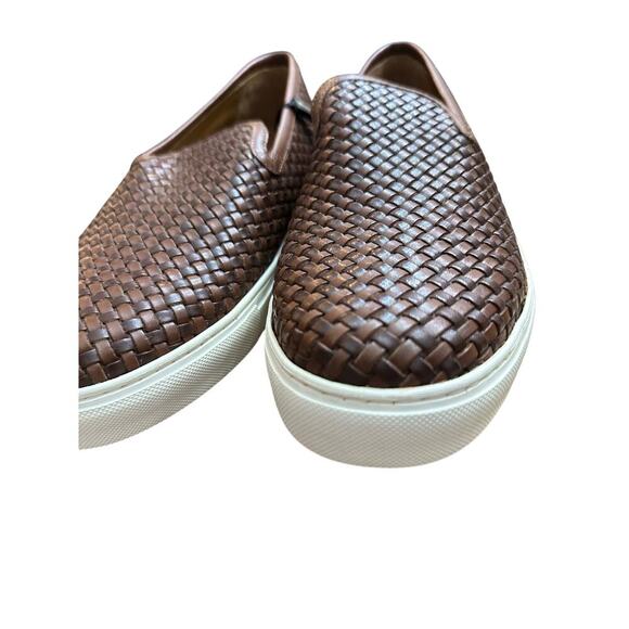 NWT Massimo Dutti Men's Brown Braided Leather Slip On Sneakers Size 11 - Picture 3 of 8
